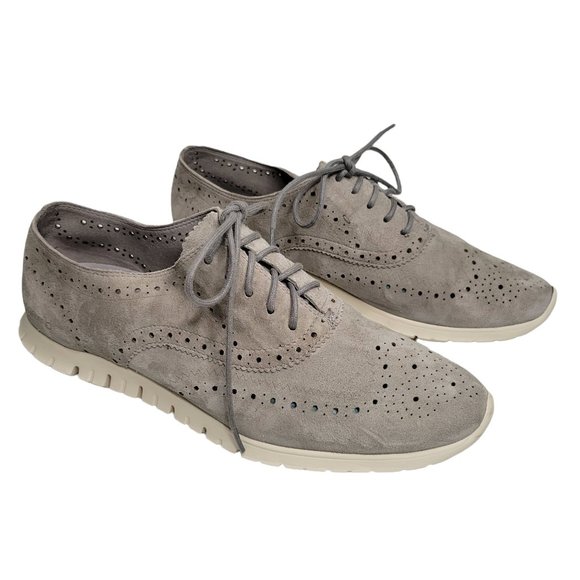 Cole Haan Other - Cole Haan ZeroGrand Wingtip Ironstone Grey Suede Laser Cut Oxford Shoe Size 9.5B